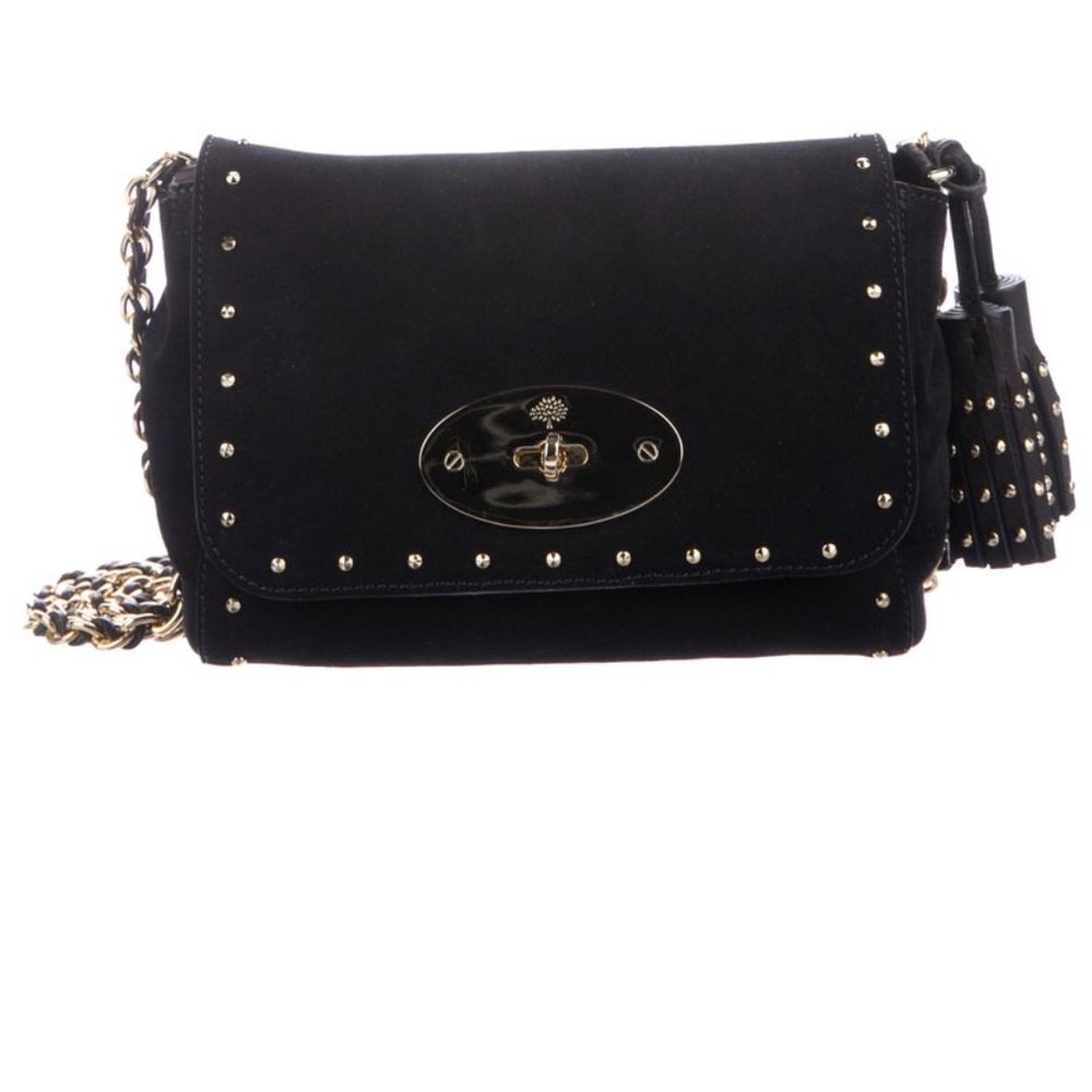 Black suede Mulberry “Lily” Crossbody bag.